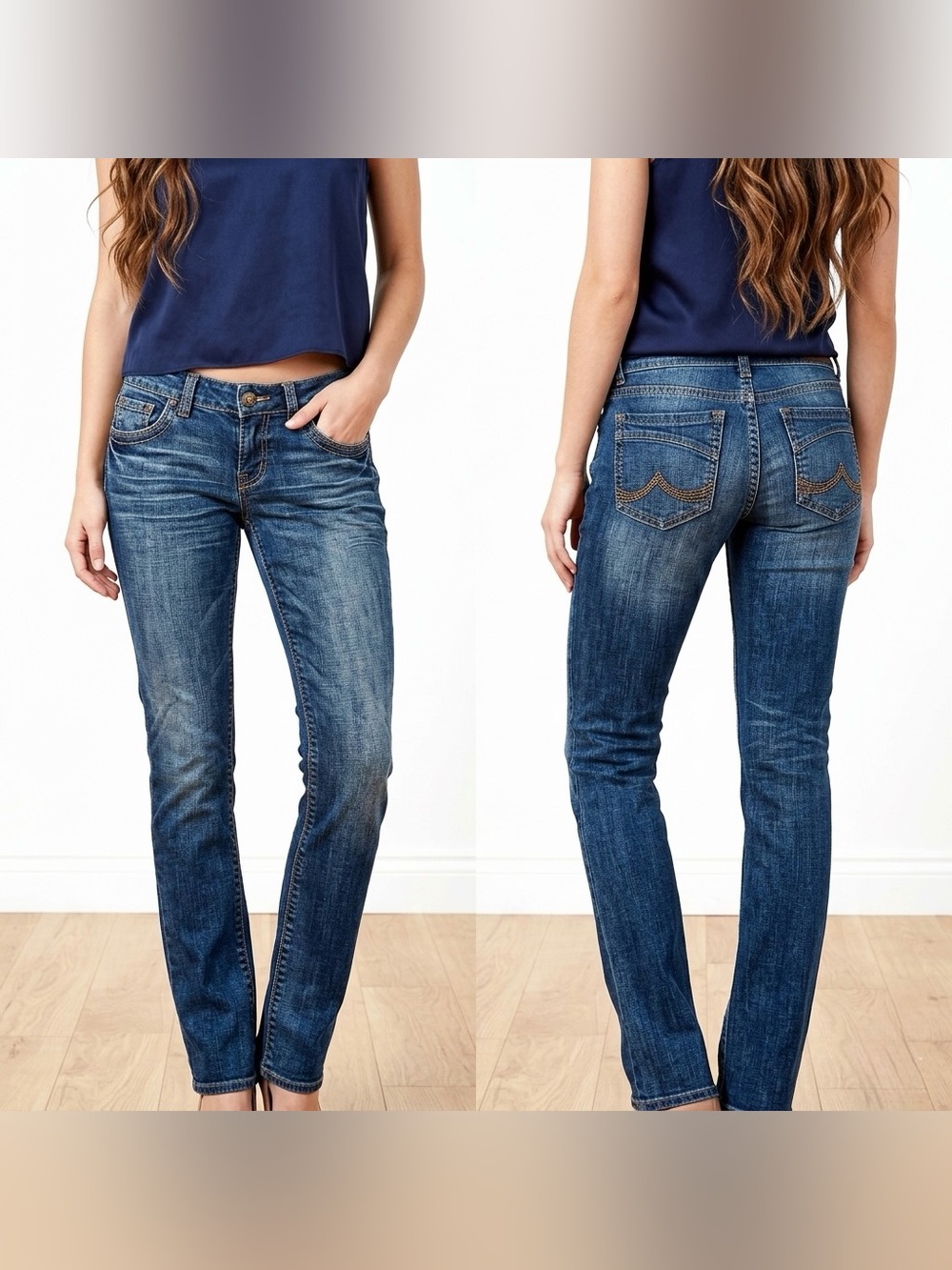 dELiA*s Morgans Women’s Straight Leg Dark Wash Jeans Size 6 Regular